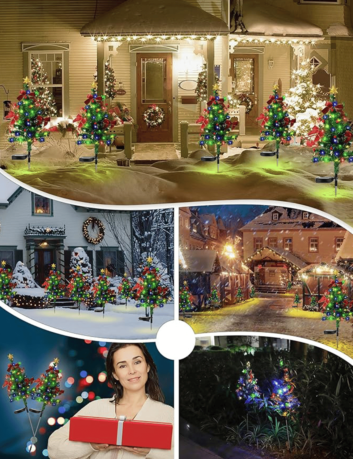 Solar Christmas tree lights holiday decorations, outdoor courtyards, gardens, lawns, small path lights, atmosphere lights