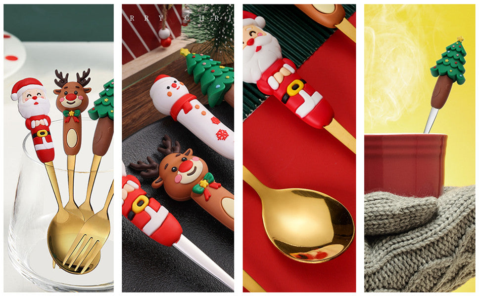 🎅Holiday Magic Utensil Collection - 4 Festive Designs (Santa & Friends)🎄