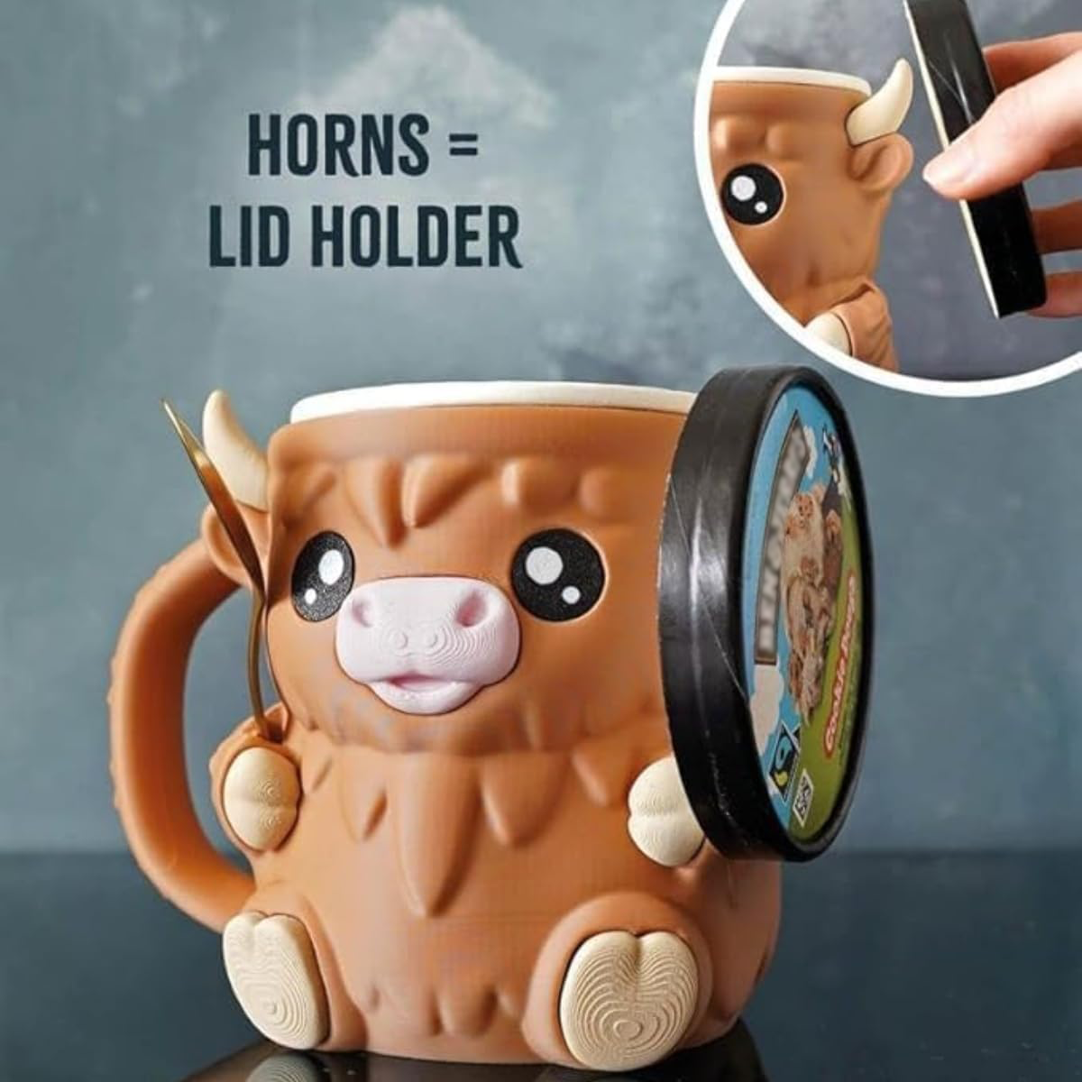 🐮🍦 NESLEMY™ Highland Cow Ice Cream & Snack Mug 🍪☕