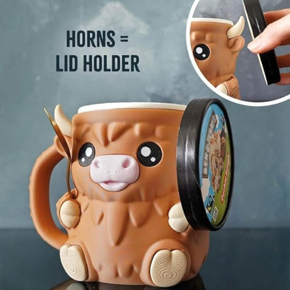 🐮🍦 NESLEMY™ Highland Cow Ice Cream & Snack Mug 🍪☕