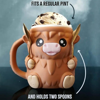 🐮🍦 NESLEMY™ Highland Cow Ice Cream & Snack Mug 🍪☕