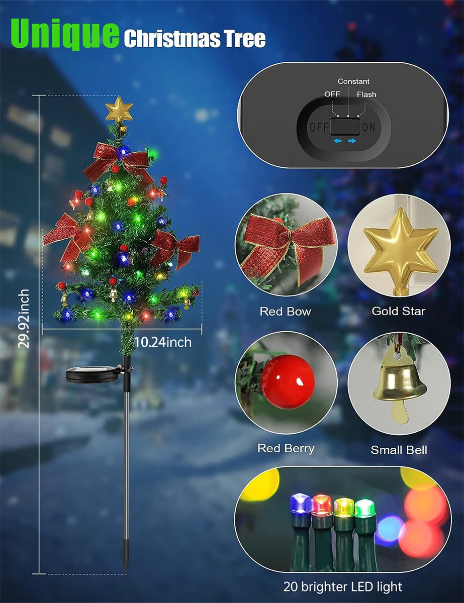 Solar Christmas tree lights holiday decorations, outdoor courtyards, gardens, lawns, small path lights, atmosphere lights