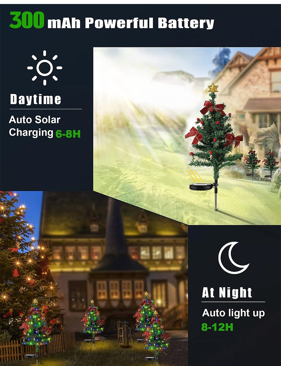 Solar Christmas tree lights holiday decorations, outdoor courtyards, gardens, lawns, small path lights, atmosphere lights